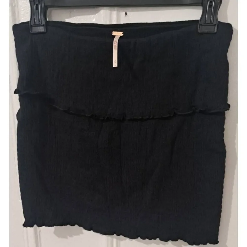 Free People Womens Small black mini skirt folded waist stretch
